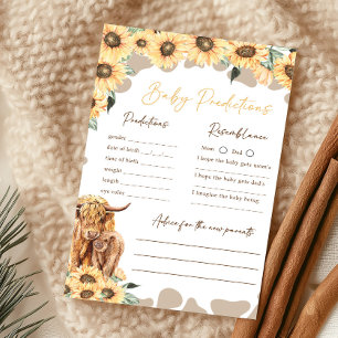 Sunflower Highland Cow Baby Predictions Game