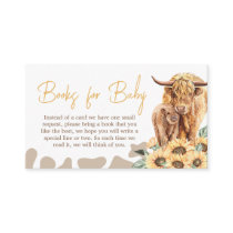 Sunflower Highland Cow Baby Shower Books for Baby Enclosure Card