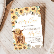 Sunflower Highland Cow Baby Shower Invitation