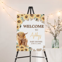 Sunflower Highland Cow Baby Shower Welcome Sign