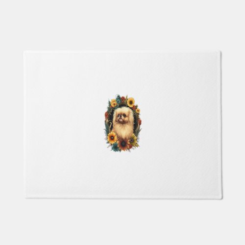 Sunflower Hippie Floral Pekingese Dog Doormat