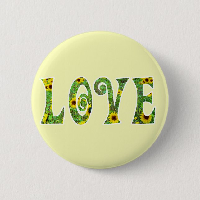 Sunflower Hippy Love Button (Front)