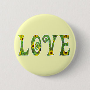 Sunflower Hippy Love Button
