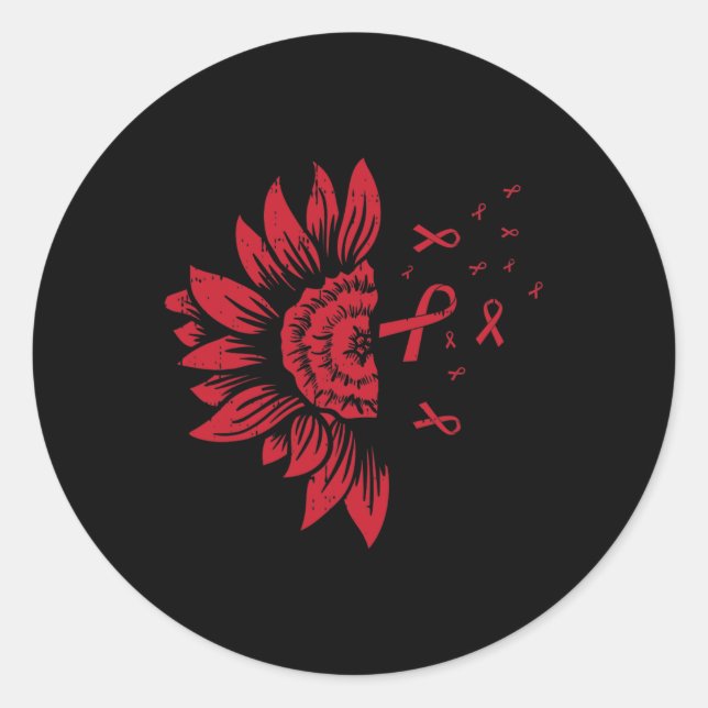 Sunflower HIV Aids Brain Aneurysm Stroke Cool Awar Classic Round Sticker (Front)