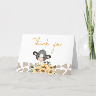 Sunflower Holy Cow Baby Shower Letterpress Thank You Card