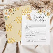 Sunflower Honey bear baby predictions card