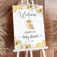 Sunflower honey bear bee baby shower welcome