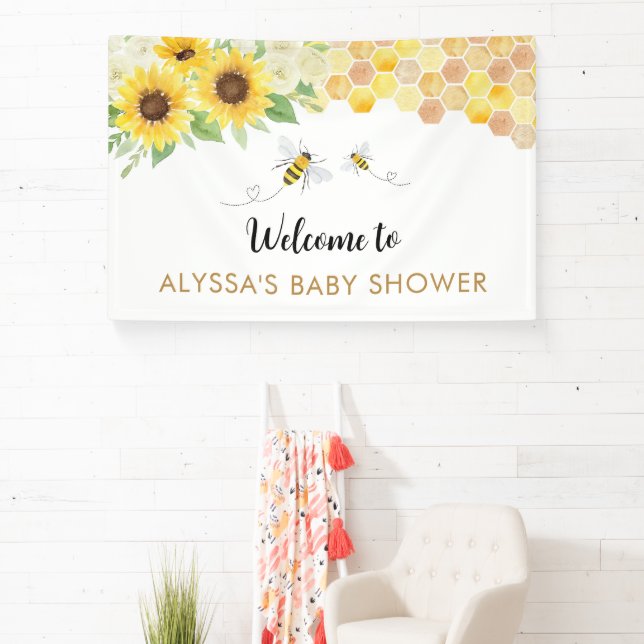 Sunflower Honey Bee Baby Shower Banner (Insitu)