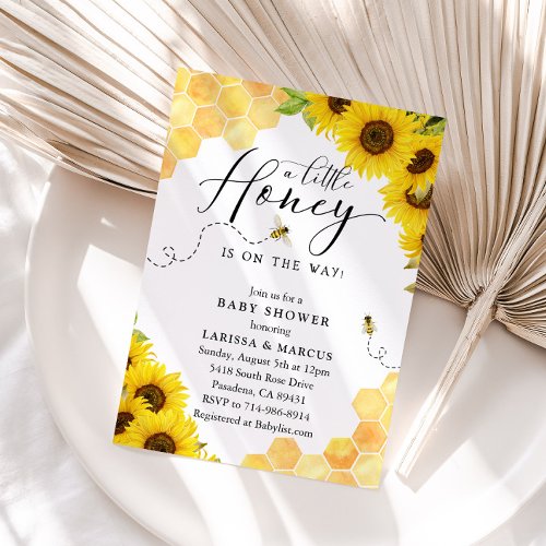 Sunflower Honey Bee Baby Shower Invitation