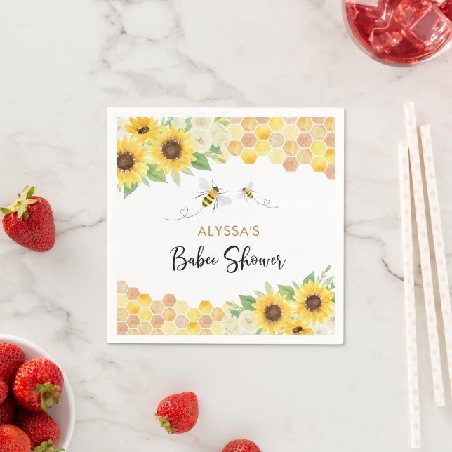 Sunflower Honey Bee Baby Shower Napkins (Insitu)