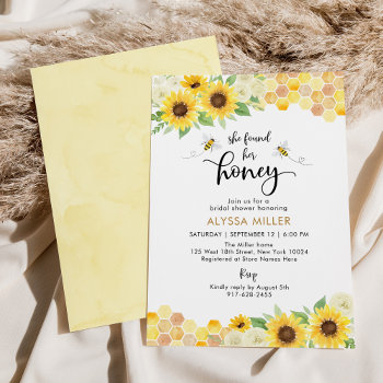 Sunflower Honey Bee Bridal Shower Invitation by LittlePrintsParties at Zazzle
