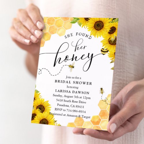 Sunflower Honey Bee Bridal Shower Invitation