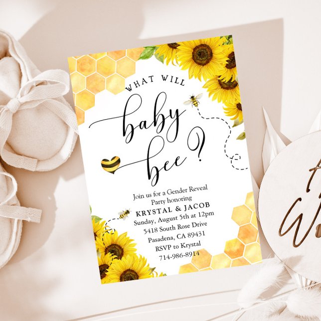 Sunflower Honey Bee Gender Reveal Invitation (Creator Uploaded)