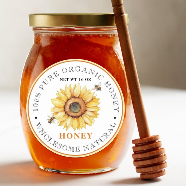 Sunflower Honey Bee | Organic Honey  Classic Round Sticker (Creator Uploaded)