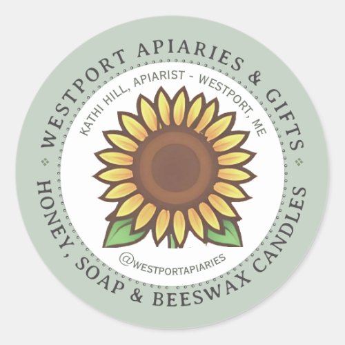 Sunflower Honey  HIve Products Business Card Classic Round Sticker