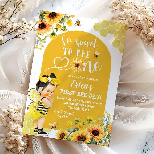Sunflower Honey Mexican First Bee_Day Birthday Invitation
