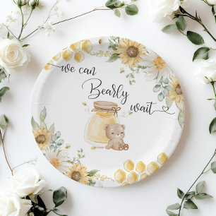 Sunflower honey we can bearly wait baby shower paper plates