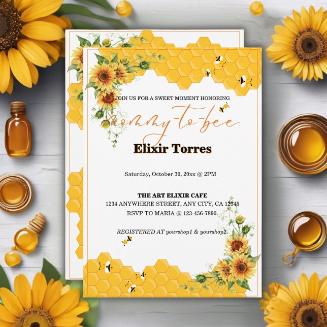 Sunflower Honeycomb Mommy-To-Bee Baby Shower Invitation (Creator Uploaded)
