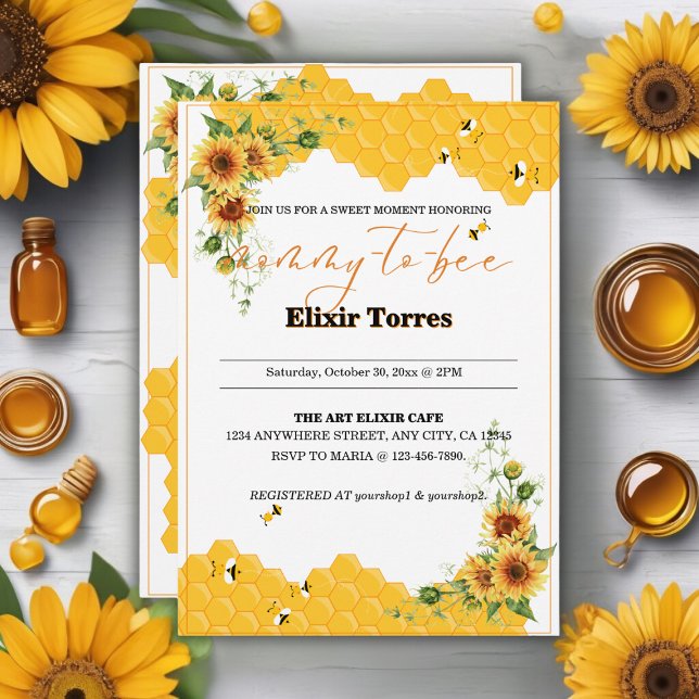 Sunflower Honeycomb Mommy-To-Bee Baby Shower Invitation (Creator Uploaded)