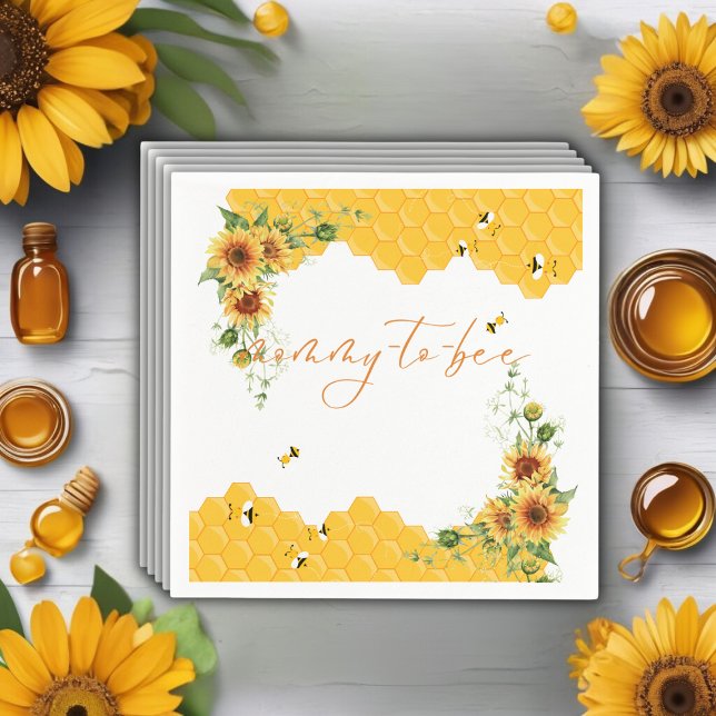 Sunflower Honeycomb Mommy-To-Bee Baby Shower Napkins (Creator Uploaded)