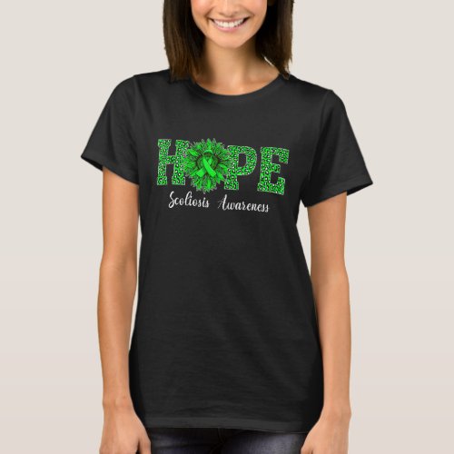 Sunflower Hope Green Ribbon Scoliosis Awareness T_Shirt