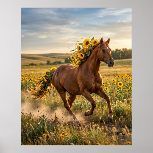 Sunflower Horse Prairie Run Poster (Front)