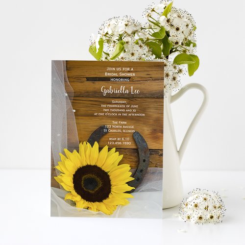 Sunflower and Horseshoe Country Bridal Shower Announcement