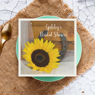 Sunflower Horseshoe Country Western Bridal Shower Paper Napkins