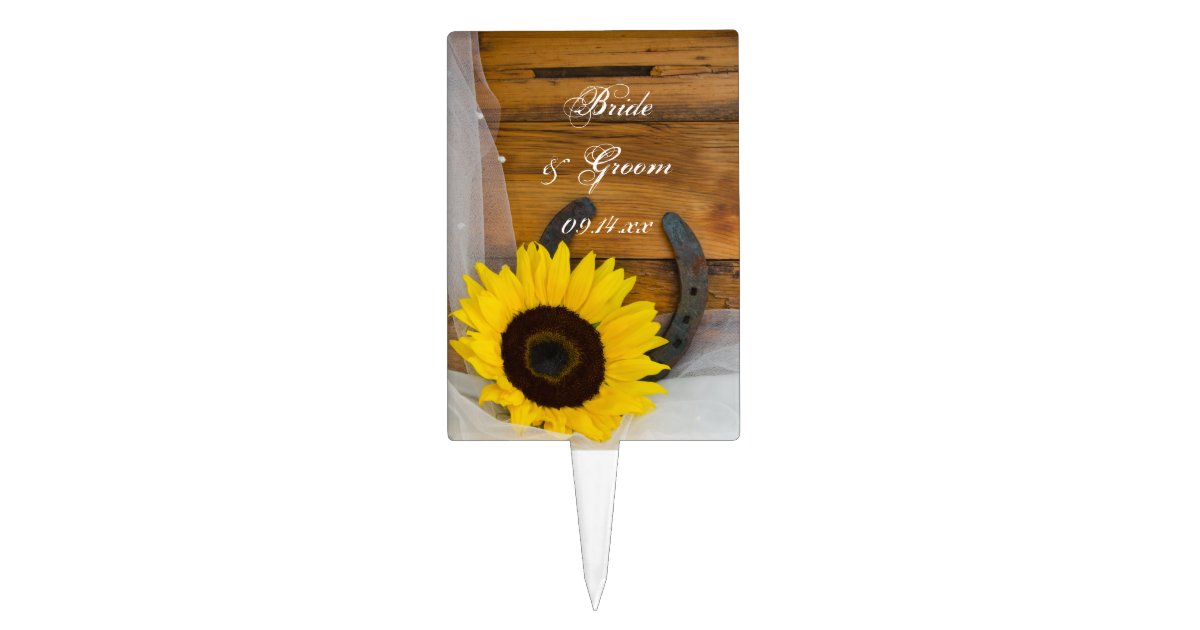 Sunflower Horseshoe Country Western Wedding Cake Topper Zazzle Com