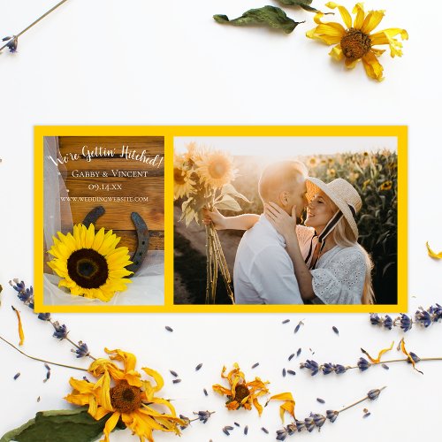 Sunflower Horseshoe Country Western Wedding Save The Date