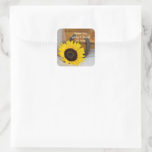 Sunflower Horseshoe Wedding Thank You Favor Tags