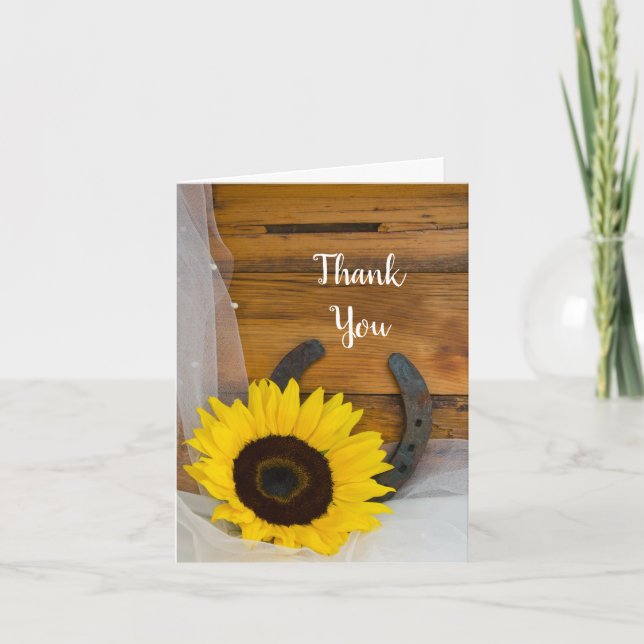 Sunflower Horseshoe Western Bridesmaid Thank You (Front)
