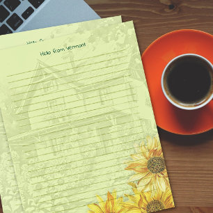 Sunflower House Lined Writing Paper
