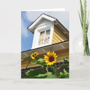 Sunflower House yellow flowers summer Card