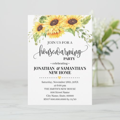 Sunflower Housewarming Floral Country Boho Chic In Invitation