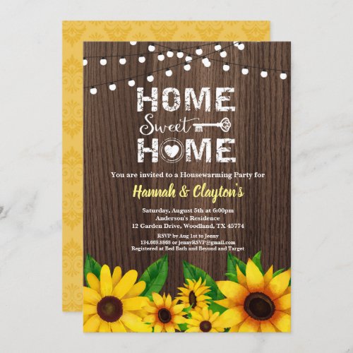 Sunflower housewarming party invitation sweet home