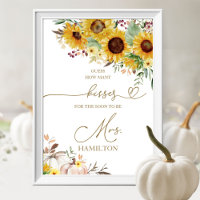 Sunflower How Many Kisses Bridal Shower Sign