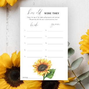 Sunflower - How old were they bridal game