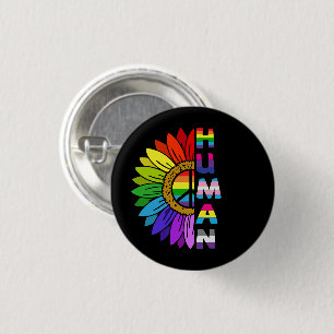 Sunflower Human in Rainbow Color LGBTQ Pride Button