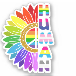 Sunflower Human in Rainbow Color   LGBTQ   Pride Sticker
