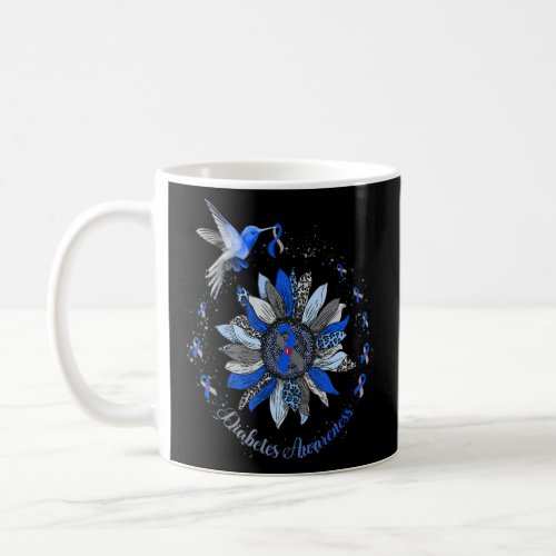 Sunflower Hummingbird Blue And Gray Ribbon Diabete Coffee Mug