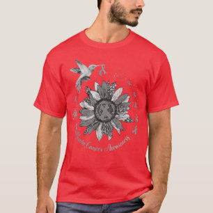 Sunflower Hummingbird Gray Brain Cancer Warrior T-Shirt