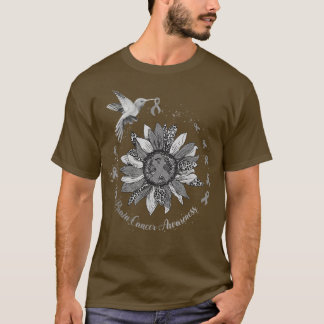 Sunflower Hummingbird Gray Brain Cancer Warrior T- T-Shirt