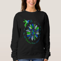 Sunflower Hummingbird Green Blue Ribbon Pulmonary  Sweatshirt