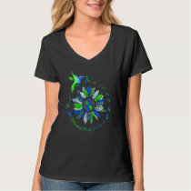 Sunflower Hummingbird Green Blue Ribbon Pulmonary  T-Shirt