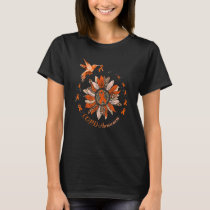 Sunflower Hummingbird Orange Ribbon Copd Warrior T-Shirt