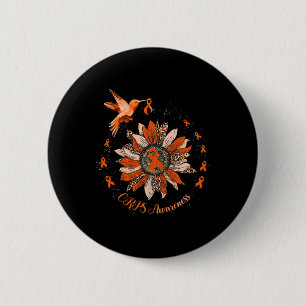 Sunflower Hummingbird Orange Ribbon CRPS Warrior Button