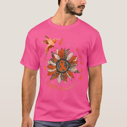 Sunflower Hummingbird Orange Ribbon CRPS Warrior T T_Shirt