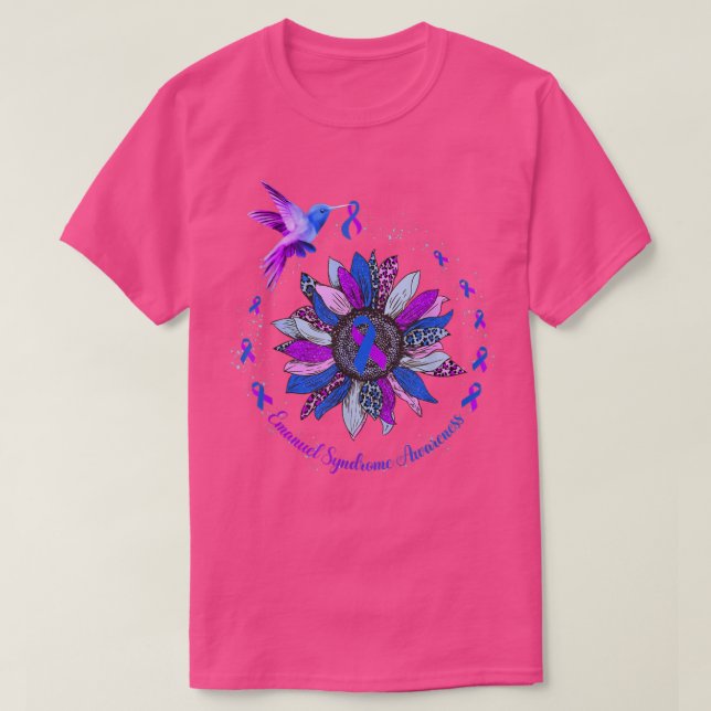 Sunflower Hummingbird Purple Blue Ribbon Emanuel S T-Shirt (Design Front)