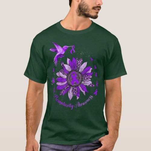 Sunflower Hummingbird Purple Ribbon Prematurity Wa T_Shirt